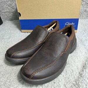 Clarks Bradley Step Brown Tumbled Leather Slip‎ On Loafers Mens 10.5 WIDE NEW